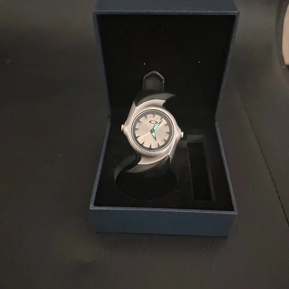 Oakley Silver Dial Watch with Black Band
